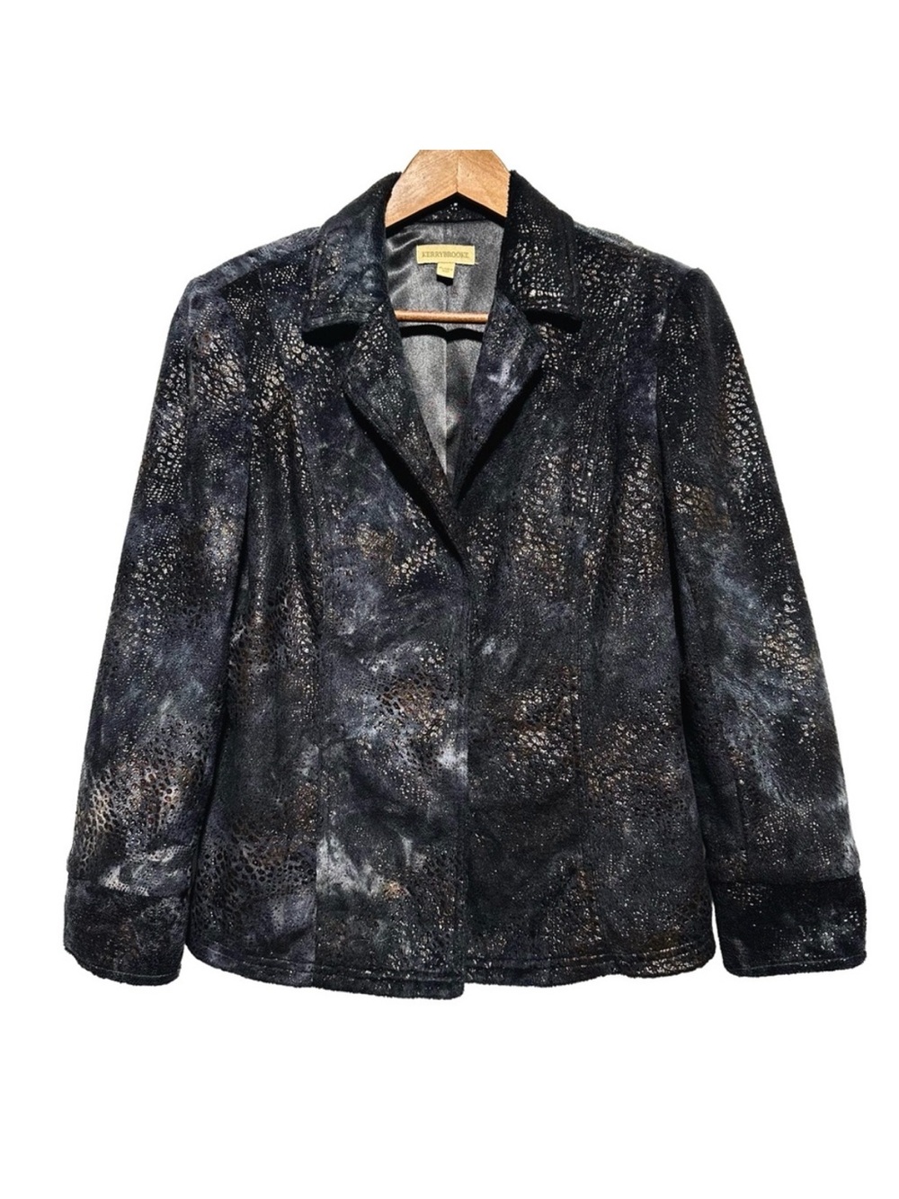 KERRYBROOKE Textured Shimmer Blazer Metallic Velvet Goth Luxe Jacket
